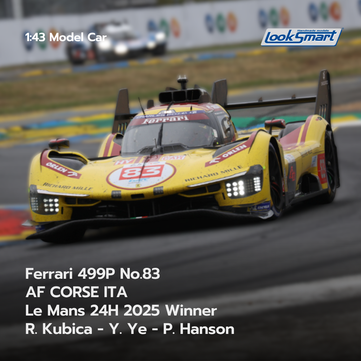 Ferrari 499P No.83 AF CORSE ITA Le Mans 24H 2025 Winner - Looksmart 1:43 Model Car