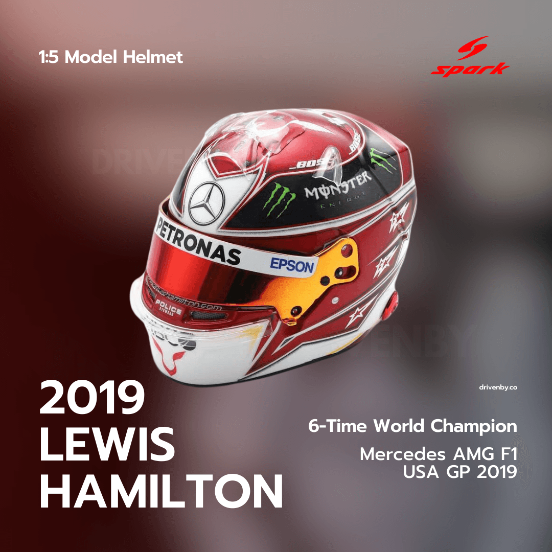 Lewis Hamilton Helmet - Mercedes AMG F1 US GP 2019 Helmet - 1/5 Proportion Spark Mini Helmet