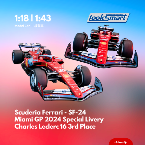 Scuderia Ferrari SF-24 Miami GP 2024 Charles Leclerc 3rd  - Special Livery - Looksmart F1 Model Car