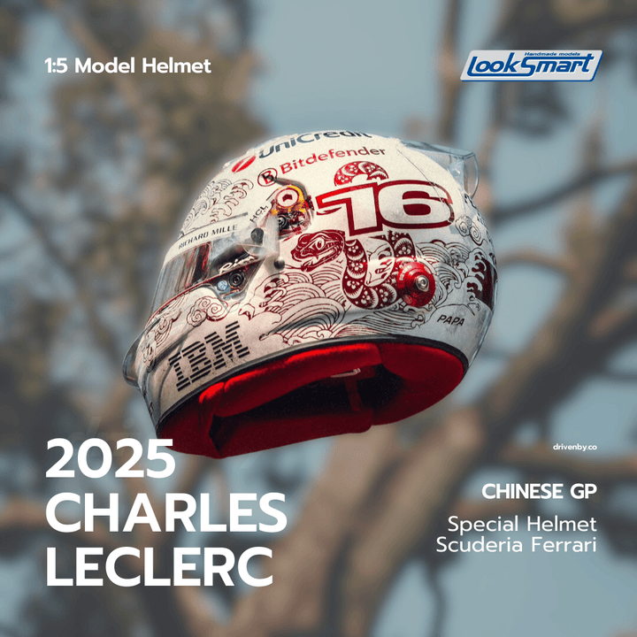 Charles Leclerc Helmet Chinese GP Special Scuderia Ferrari F1 Season 2025 Helmet - 1:5 Model Helmet Looksmart