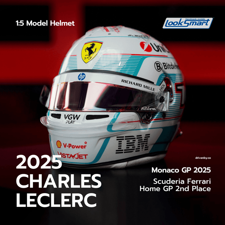 Charles Leclerc Helmet Monaco Home GP 2025 Special Scuderia Ferrari F1 Helmet - Looksmart 1:5 Helmet