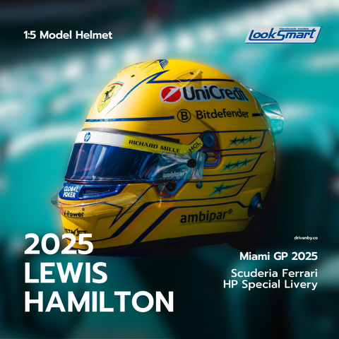 Lewis Hamilton - Miami GP Special 2025 Scuderia Ferrari F1 Helmet - Scale 1/5 Looksmart Mini Helmet