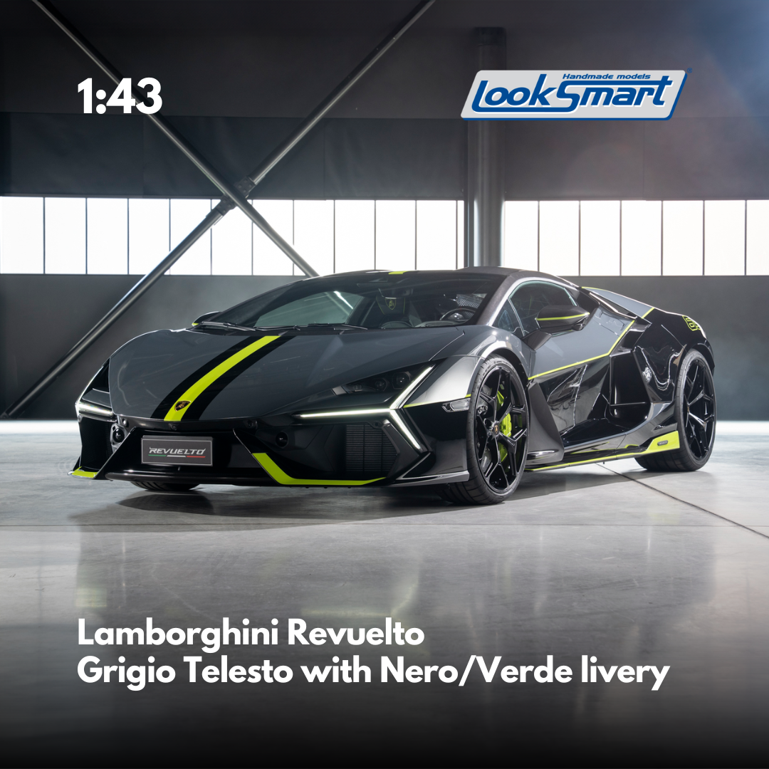 Lamborghini Revuelto Grigio Telesto with Nero/Verde livery - 1:43 Looksmart Model Car