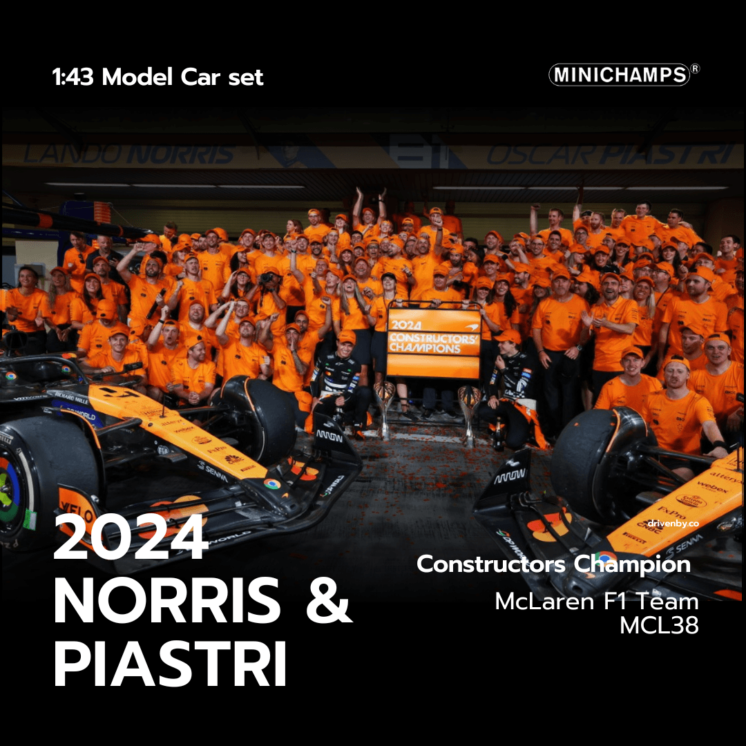 Lando Norris & Oscar Piastri Abu Dhabi GP 2024 Winner McLaren MCL38 Model Car Constructor Champion Edition - Scale 1:43 Car Set Minichamps