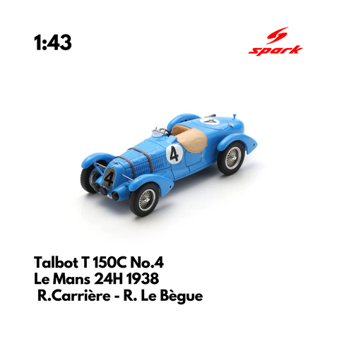 Talbot T 150C No.4 Le Mans 24H 1938 - 1:43 Spark Model Car
