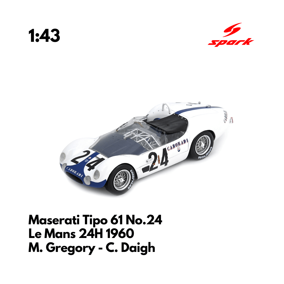 Maserati Tipo 61 No.24 Le Mans 24H 1960 - 1/43 Heritage Spark Model Car