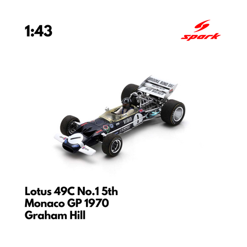 Lotus 49C No.1 5th Monaco GP 1970 - Graham Hill - 1/43 Heritage Spark Model Car