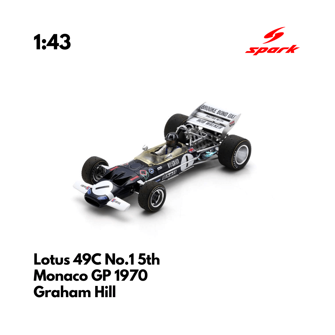 Lotus 49C No.1 5th Monaco GP 1970 - Graham Hill - 1/43 Heritage Spark Model Car