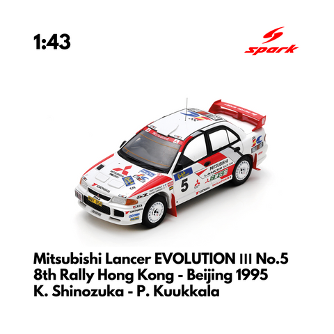 Mitsubishi Lancer EVOLUTION Ⅲ No.5 8th Rally Hong Kong - Beijing 1995 - 1/43 Heritage Spark Model Car