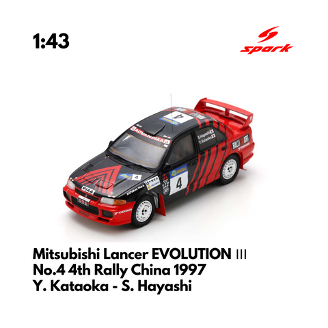 Mitsubishi Lancer EVOLUTION Ⅲ No.4 4th Rally China 1997 - 1/43 Heritage Spark Model Car