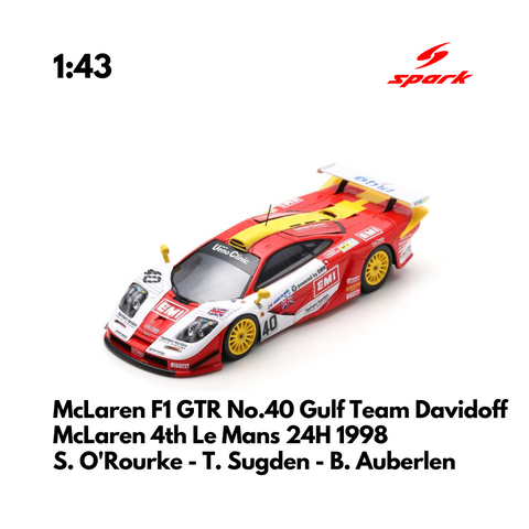 McLaren F1 GTR No.40 Gulf Team Davidoff McLaren - 4th Le Mans 24H 1998 - 1:43 Spark Model Car