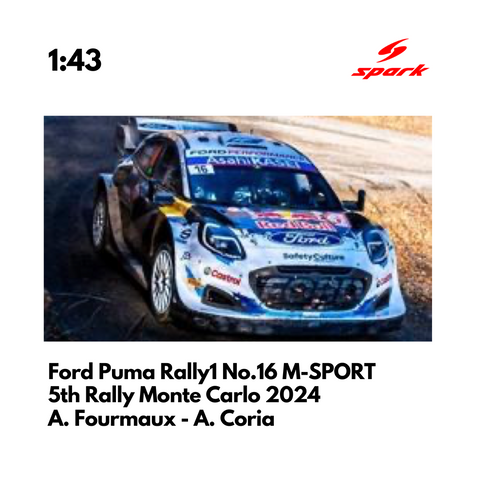 Ford Puma Rally1 No.16 M-SPORT Ford World Rally Team - 5th Rally Monte Carlo 2024 - 1:43 Spark Model Car
