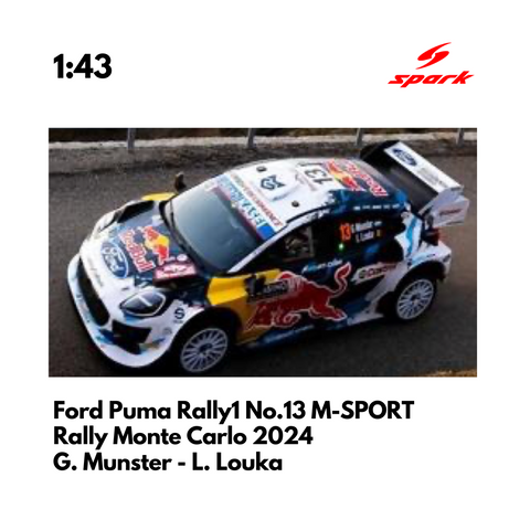 Ford Puma Rally1 No.13 M-SPORT Ford World Rally Team - Rally Monte Carlo 2024 - 1:43 Spark Model Car