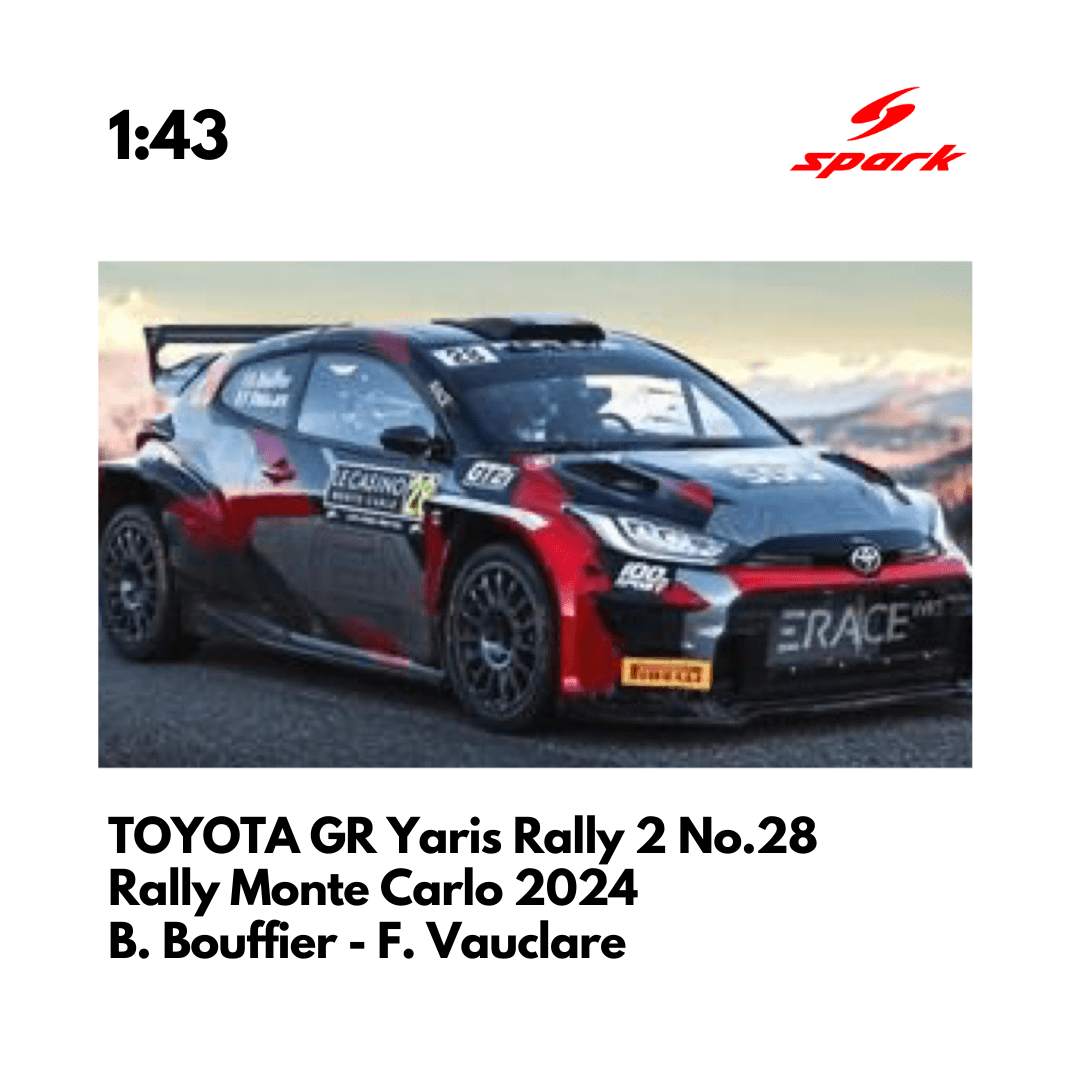 TOYOTA GR Yaris Rally 2 No.28 Erace WRT - Rally Monte Carlo 2024 - 1:43 Spark Model Car