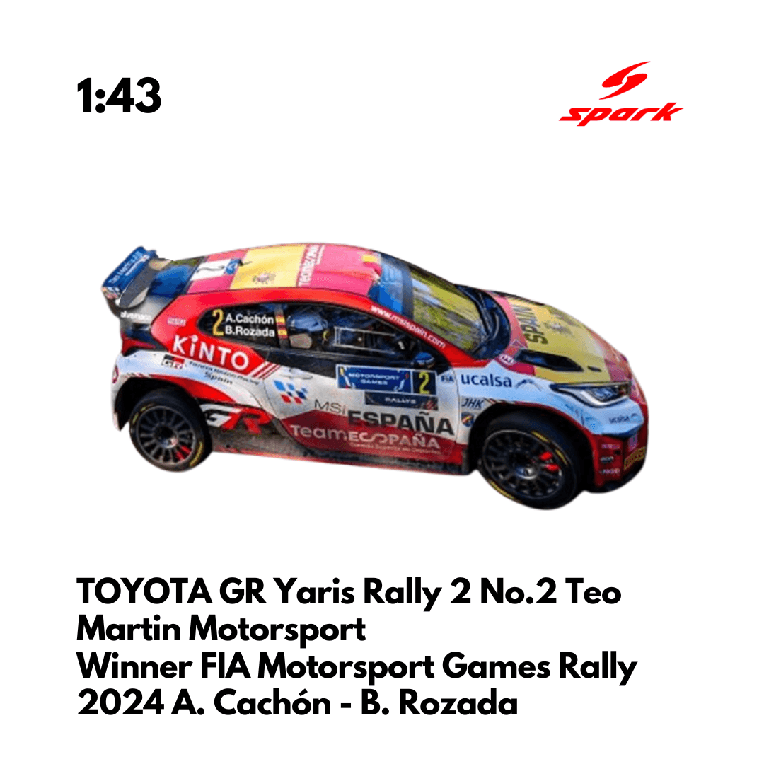 TOYOTA GR Yaris Rally 2 No.2 Teo Martin Motorsport Winner FIA Motorsport Games Rally 2024 - Spark Model Carr