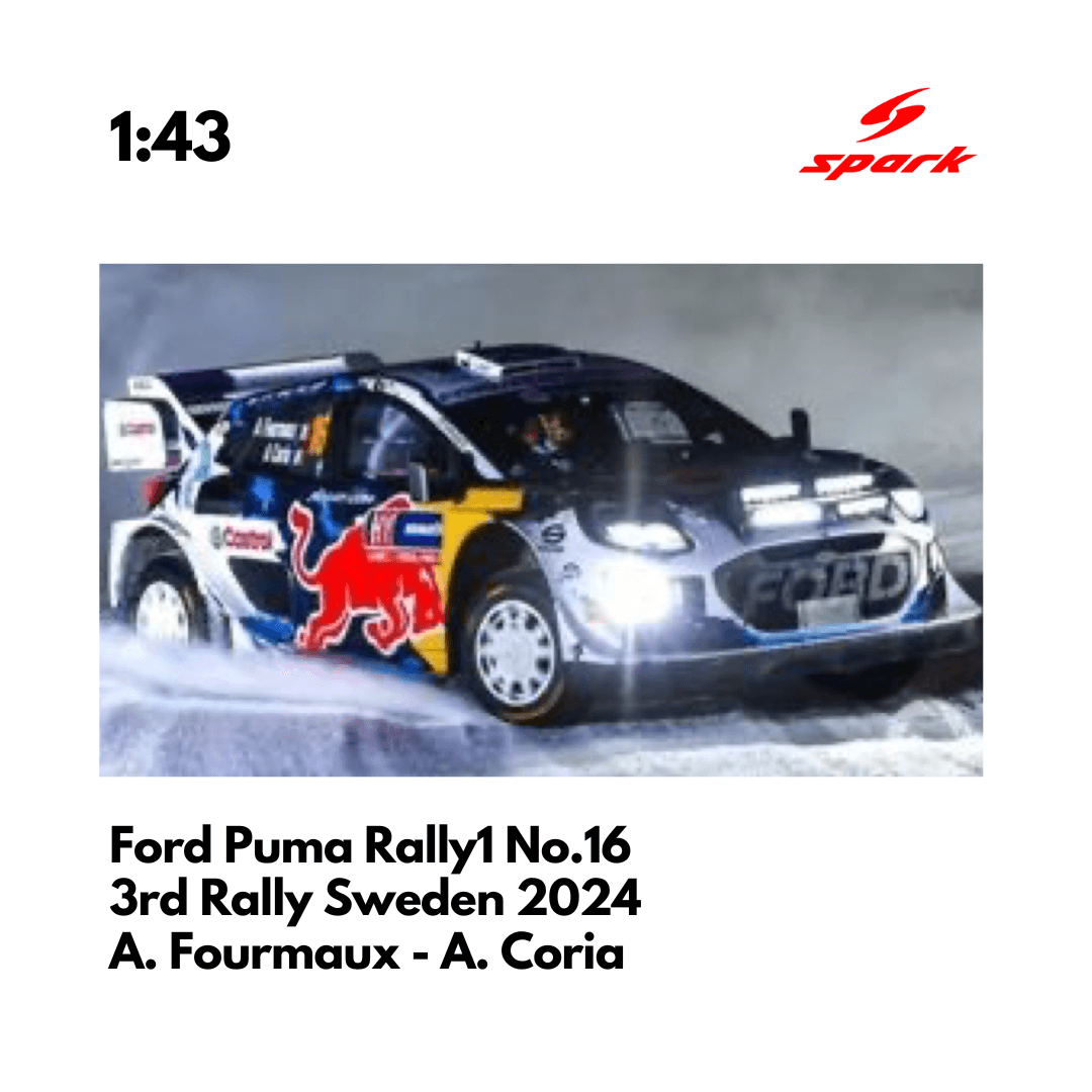 Ford Puma Rally1 No.16 M-SPORT Ford World Rally Team - 3rd Rally Sweden 2024 - Rally Sweden 2024 - 1:43 Spark Model Car