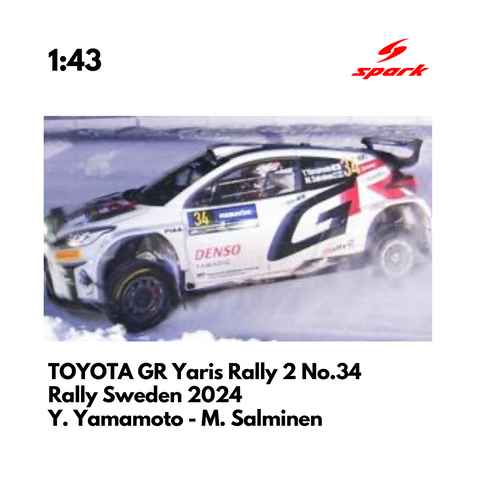 TOYOTA GR Yaris Rally 2 No.34 TOYOTA GAZOO Racing RC2 - Rally Sweden 2024- Rally Sweden 2024 - 1:43 Spark Model Car