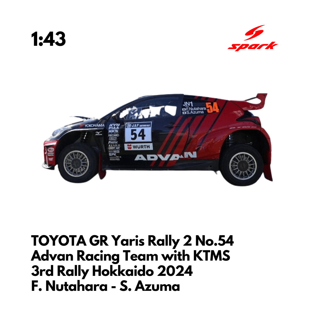 TOYOTA GR Yaris Rally 2 No.54 Advan Racing Team with KTMS 3rd Rally Hokkaido 2024 - Spark Model Car