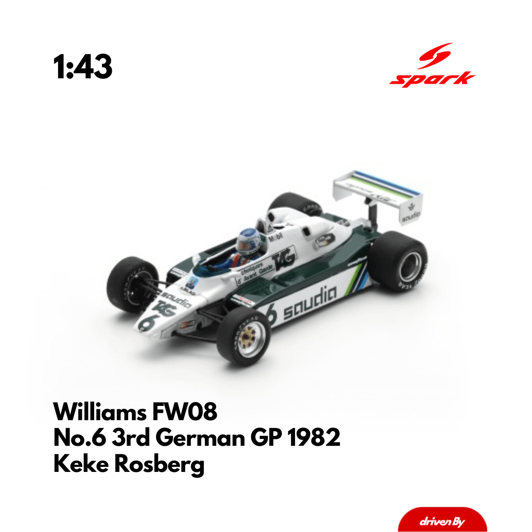 Williams FW08 No.6 3rd German GP 1982 Keke Rosberg - 1/43 Heritage Spark Model Car