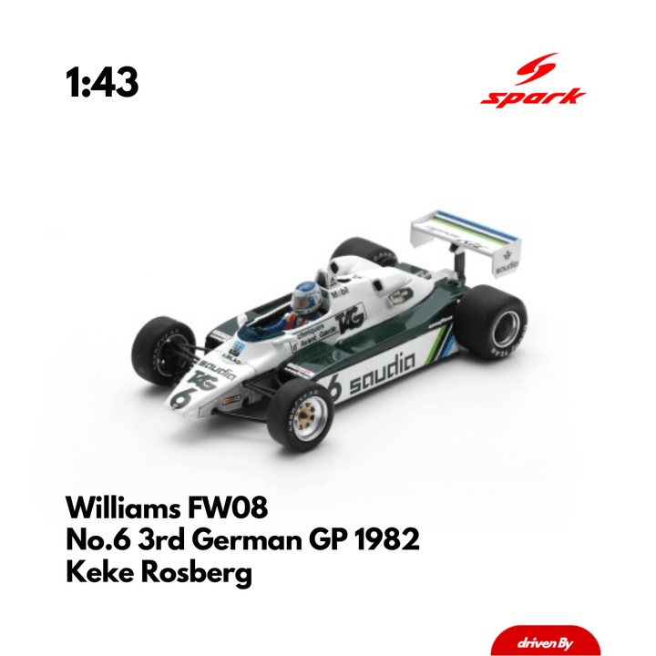 Williams FW08 No.6 3rd German GP 1982 Keke Rosberg - 1/43 Heritage Spark Model Car