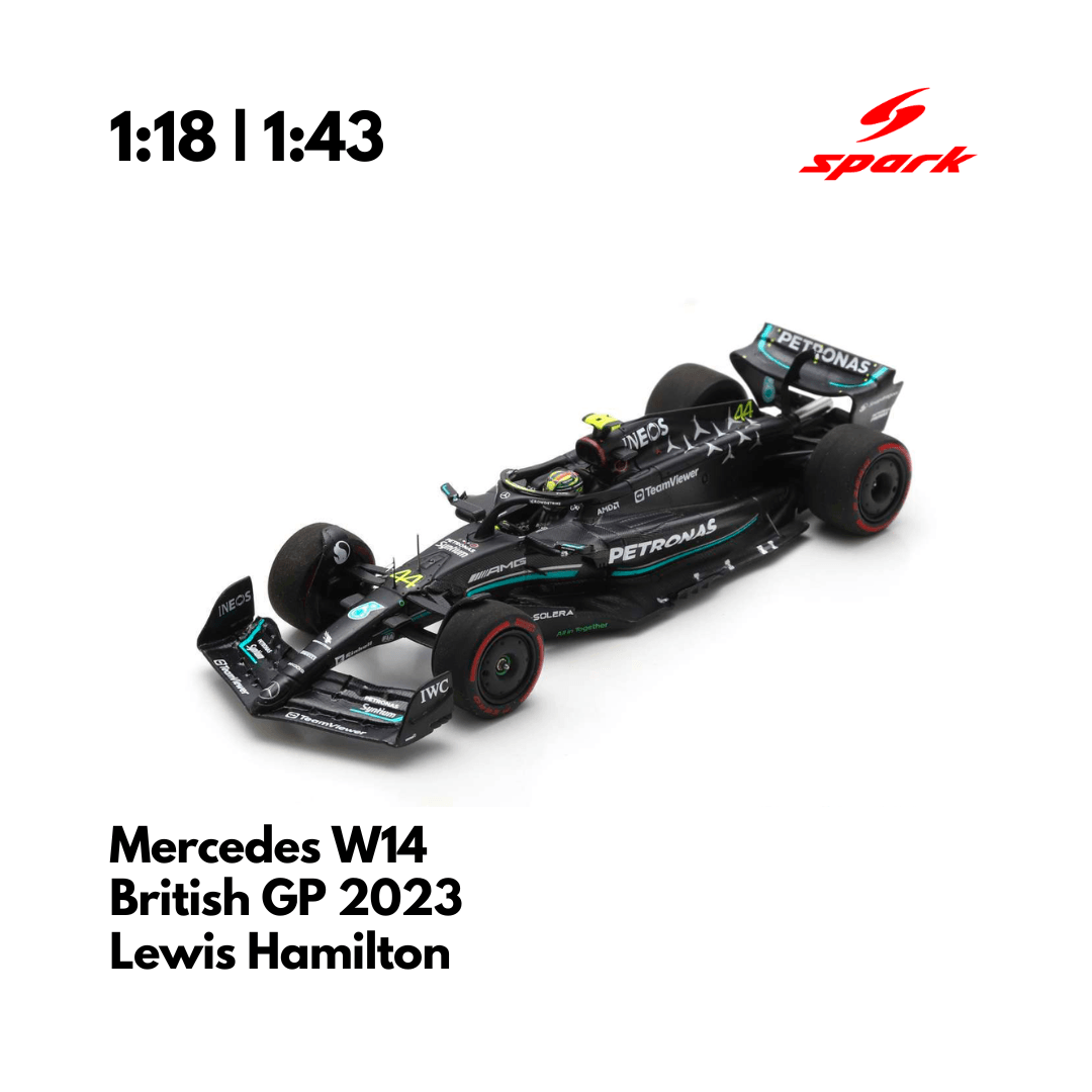 Mercedes AMG W14 | British GP 2023 F1 Model Car Lewis Hamilton 3rd & George Russell - Spark Model