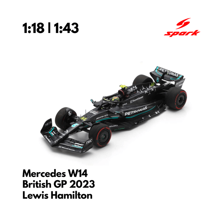 Mercedes AMG W14 | British GP 2023 F1 Model Car Lewis Hamilton 3rd & George Russell - Spark Model