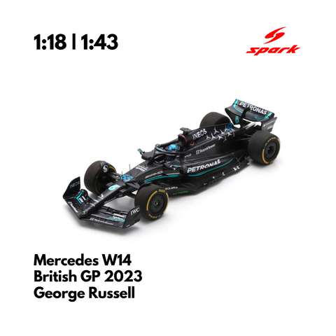 Mercedes AMG W14 | British GP 2023 F1 Model Car Lewis Hamilton 3rd & George Russell - Spark Model
