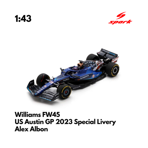 Williams FW45 | USA GP 2023 US Special Livery Model Car Alex Albon & Logan Sargeant - Spark Model