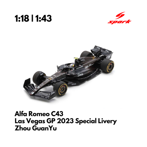 Alfa Romeo C43 - US Las Vegas GP 2023 Special Livery Zhou Guanyu & Valtteri Bottas - Model Car - SPARK MODEL
