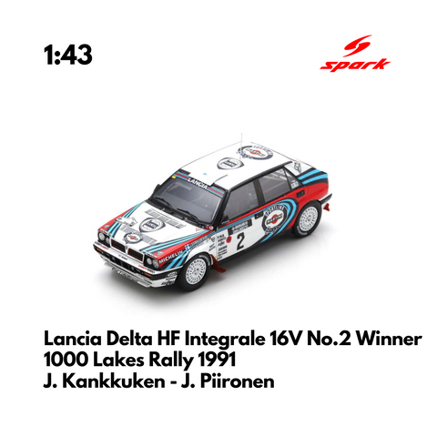 Lancia Delta HF Integrale 16V No.2 Winner 1000 Lakes Rally 1991 - 1/43 Heritage Spark Model Car