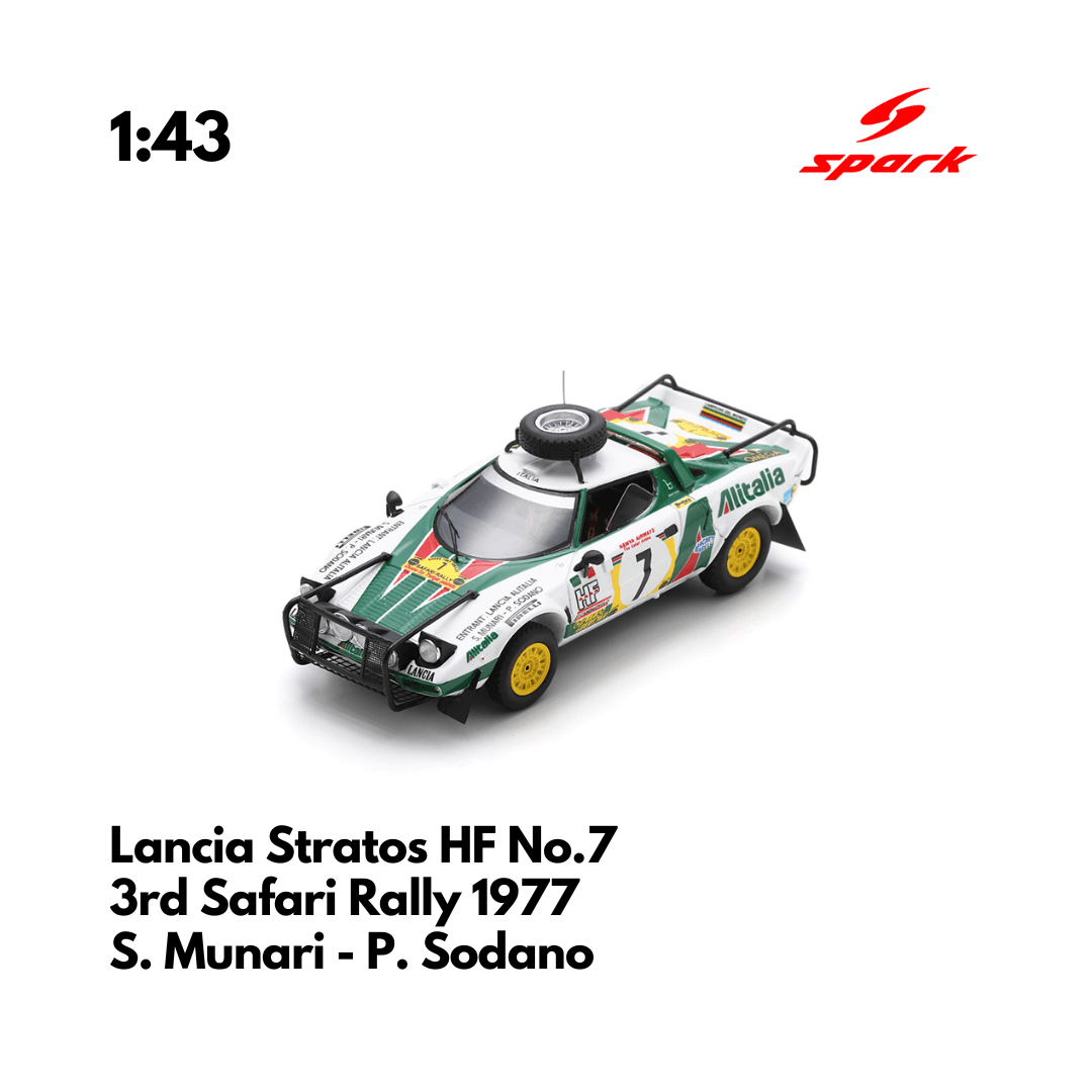 Lancia Stratos HF No.7 3rd Safari Rally 1977 - 1/43 Heritage Spark Model Car