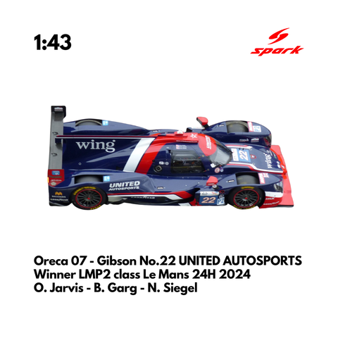 Oreca 07 - Gibson No.22 UNITED AUTOSPORT 24H Le Mans 2024 - Spark Model Car