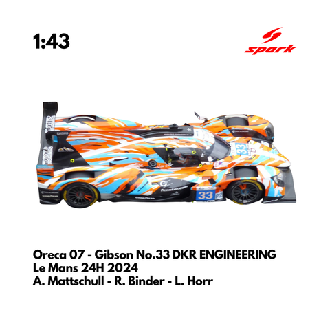 Oreca 07 - Gibson No.33 DKR ENGINEERING 24H Le Mans 2024 - Spark Model Car