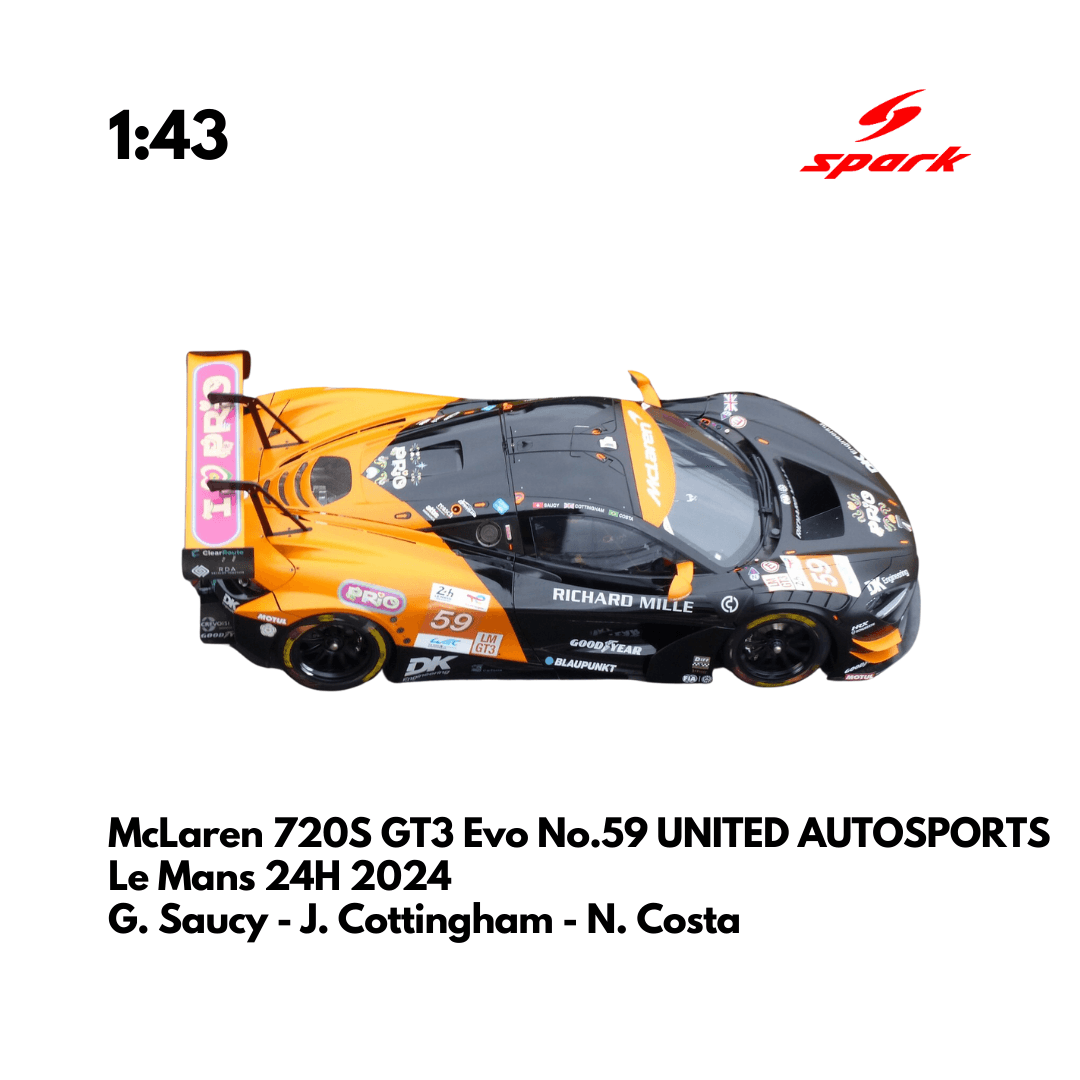 McLaren 720S GT3 Evo No.59 UNITED AUTOSPORTS 24H Le Mans 2024 - Spark Model Car
