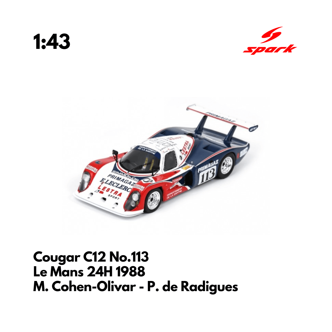 Cougar C12 No.113 Le Mans 24H 1988 - 1:43 Spark Model Car