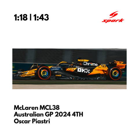 McLaren MCL38 - Australian GP 2024 4TH Oscar Piastri Model Car - Spark Model