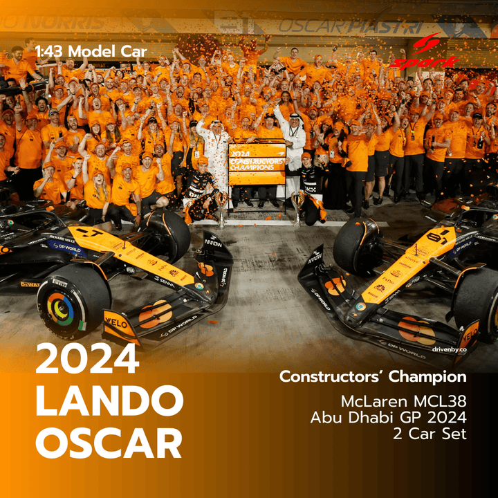 Lando Norris & Oscar Piastri Abu Dhabi GP 2024 Winner McLaren MCL38 Model Car Constructor Champion Edition - Spark Model