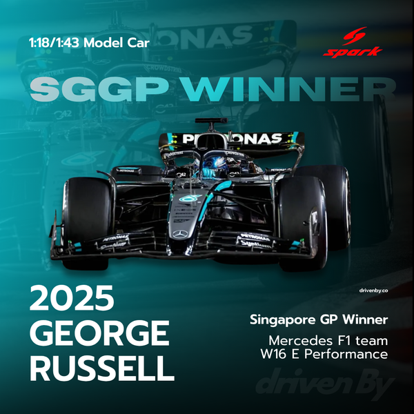 George Russell Singapore GP 2025 Winner Mercedes W16 Model Car