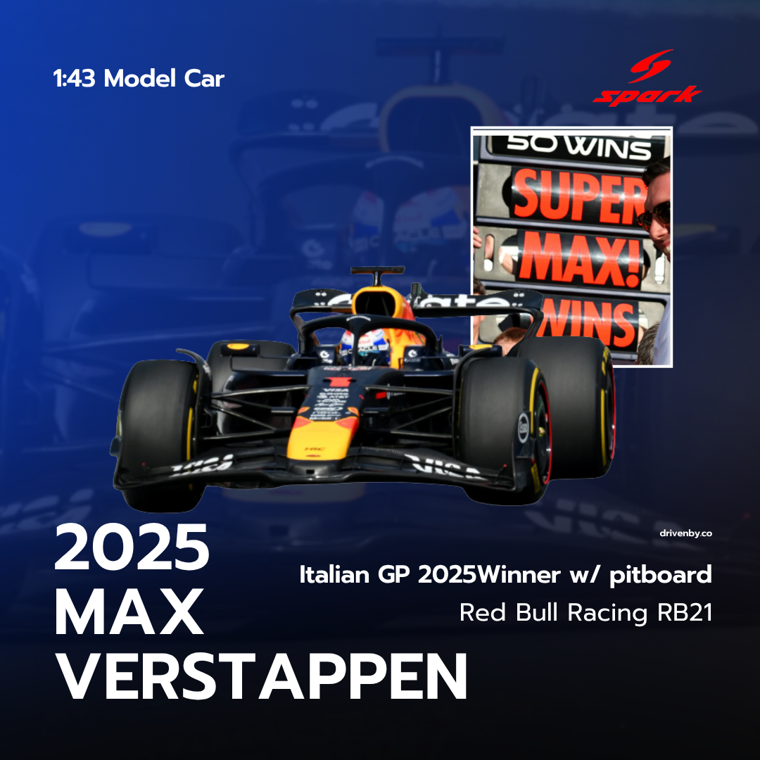 Max Verstappen Italian GP 2025 Winner Red Bull RB21 With Pitboard Model Car - Spark Model