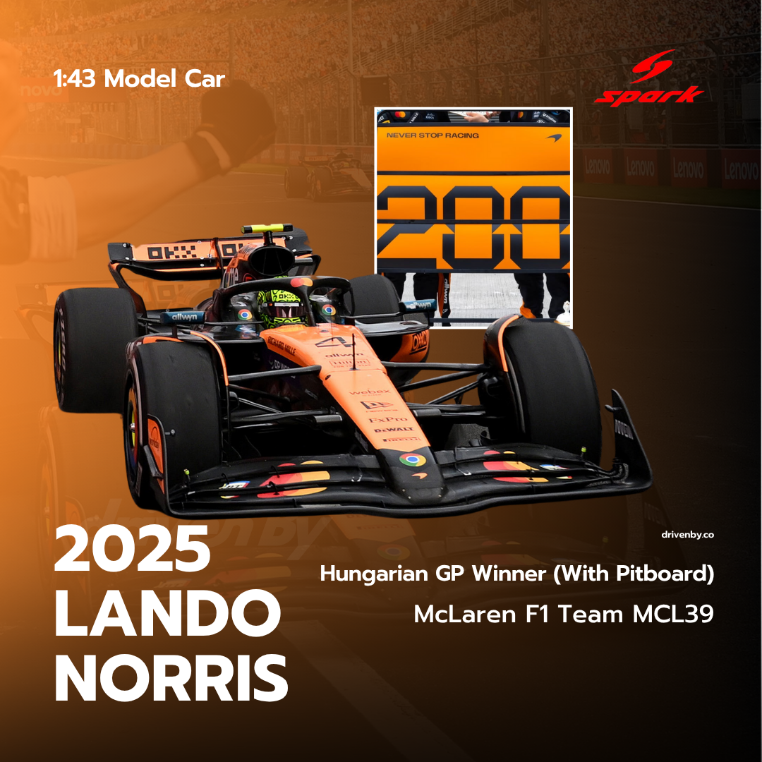 Lando Norris Hungarian GP 2025 Winner With Pitboard McLaren 200GP MCL39 Model Car - Spark Model