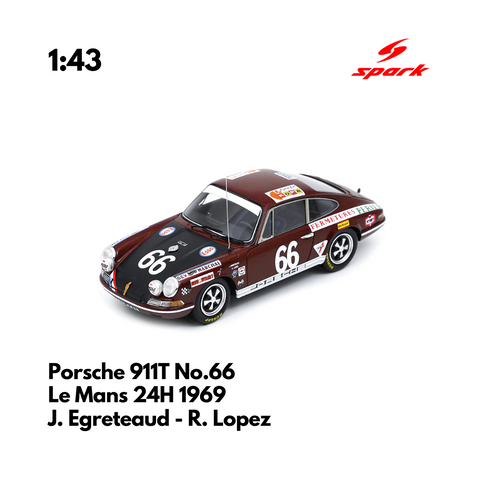 Porsche 911T No.66 Le Mans 24H 1969 - 1/43 Heritage Spark Model Car