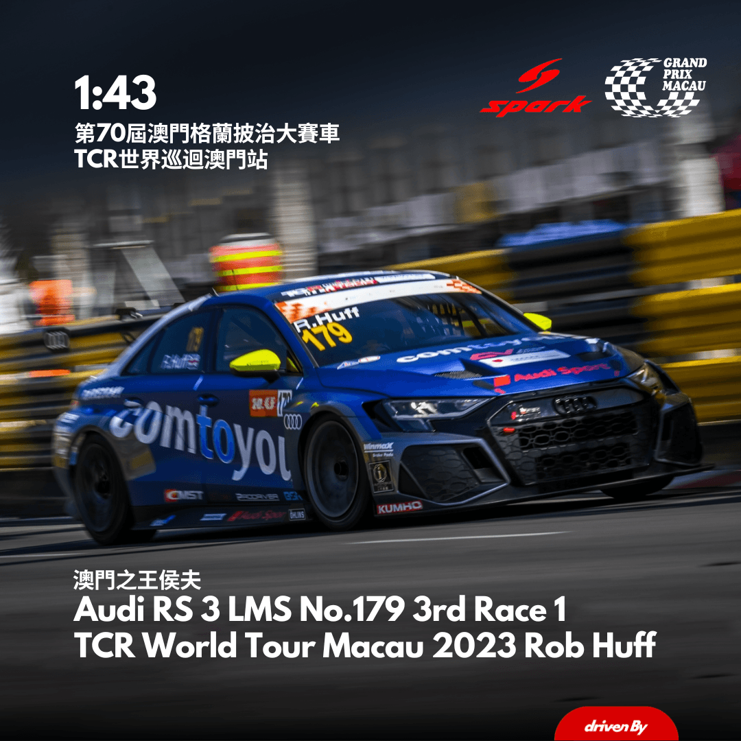 Audi RS 3 LMS No.179 3rd Race 1 TCR World Tour Macau 2023 Rob Huff - 1:43 Spark Model Car