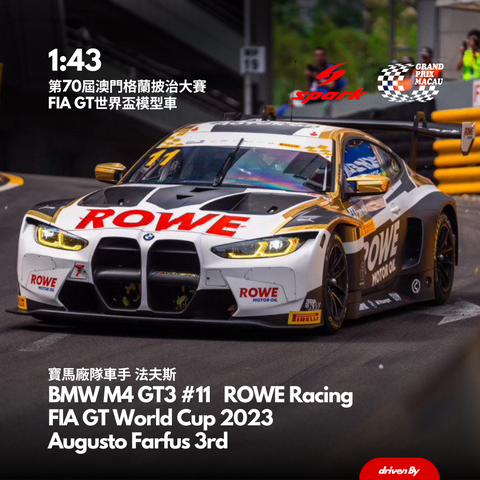 BMW M4 GT3 #11   ROWE Racing FIA GT World Cup 2023 Augusto Farfus 3rd - 1:43 Spark Model Car