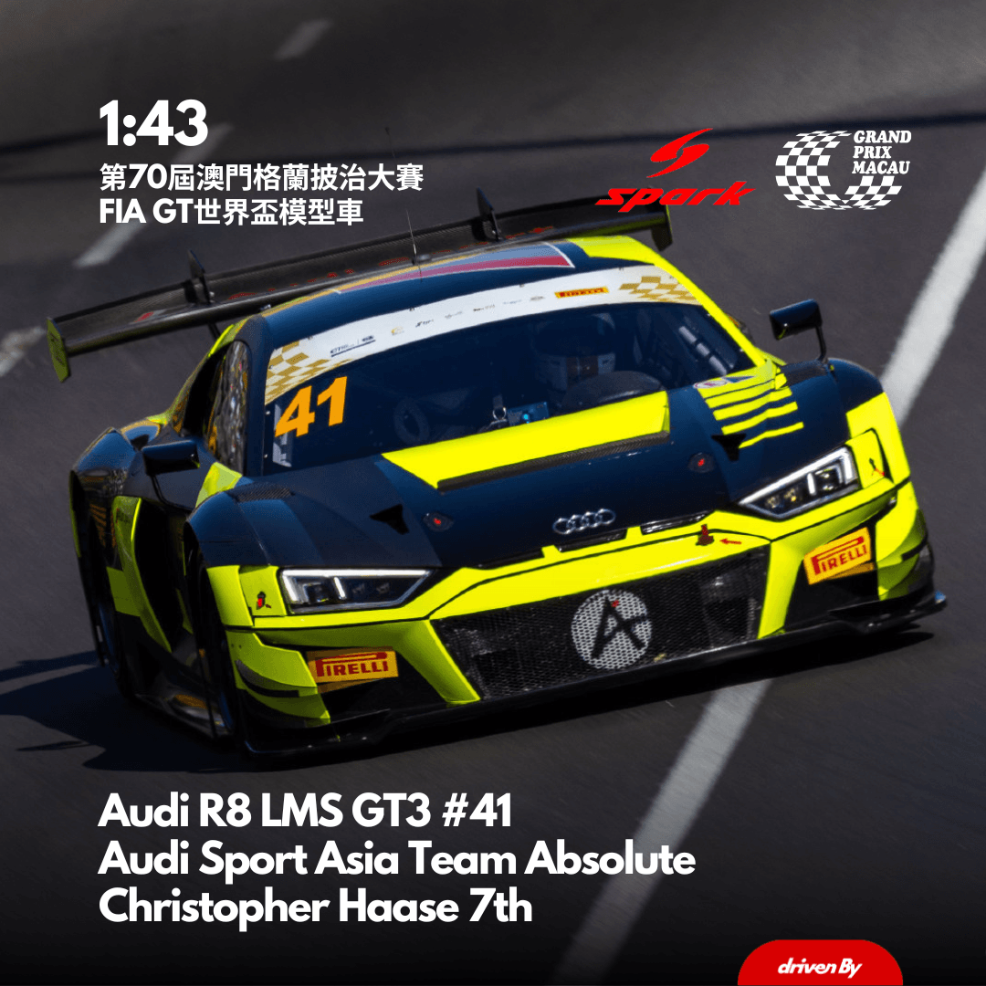 Audi R8 LMS GT3 #41 Audi Sport Asia Team Absolute Christopher Haase 7th FIA GT WorldCup Macau 2023 - 1:43 Spark Model Car