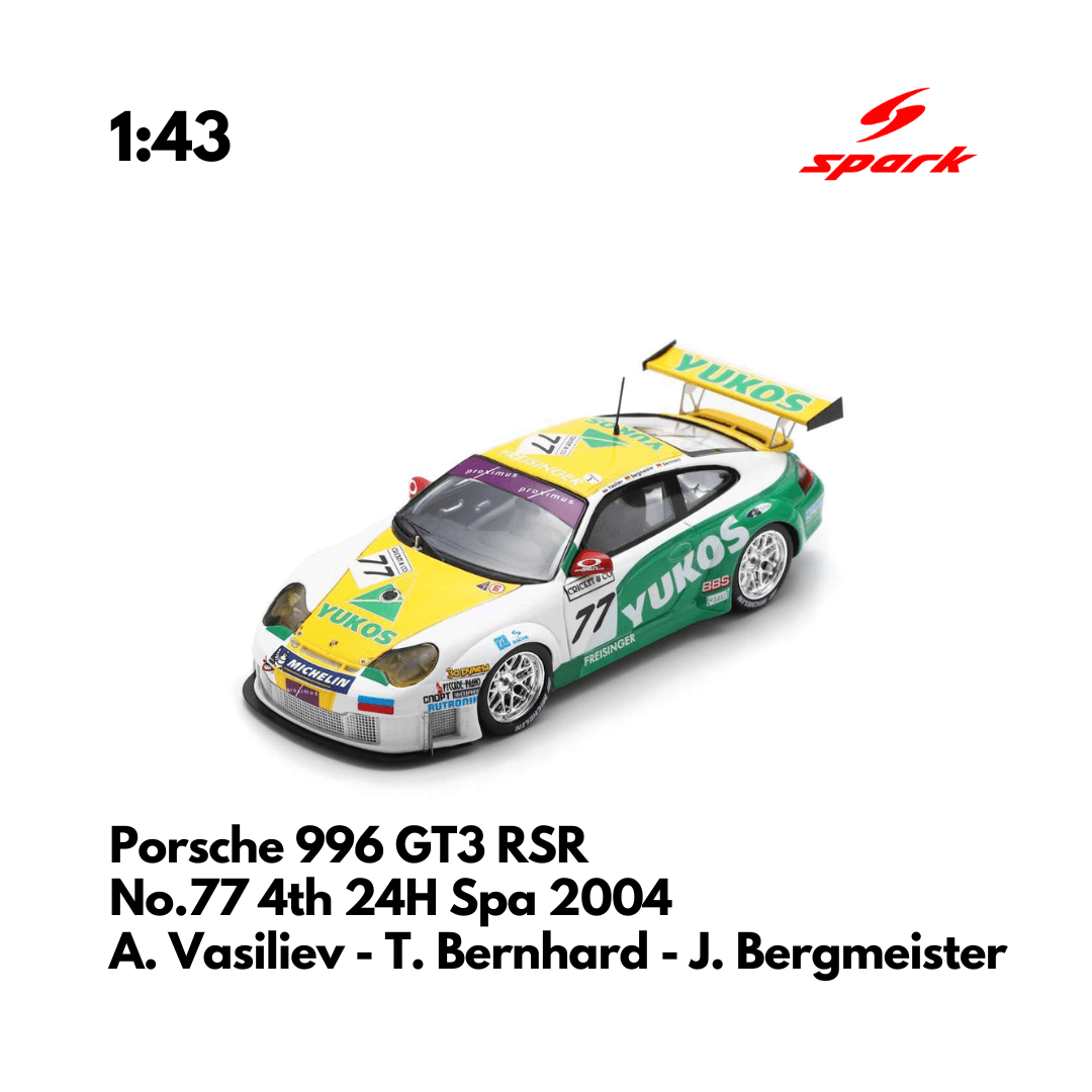 Porsche 996 GT3 RSR No.77 4th 24H Spa 2004- 1:43 Spark Model Car