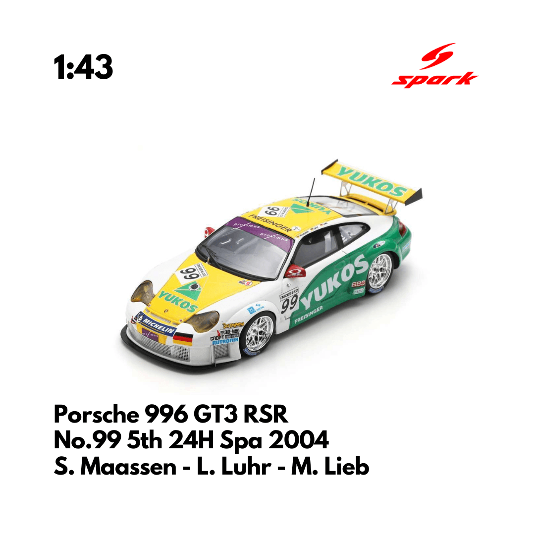 Porsche 996 GT3 RSR No.99 5th 24H Spa 2004 - 1:43 Spark Model Car