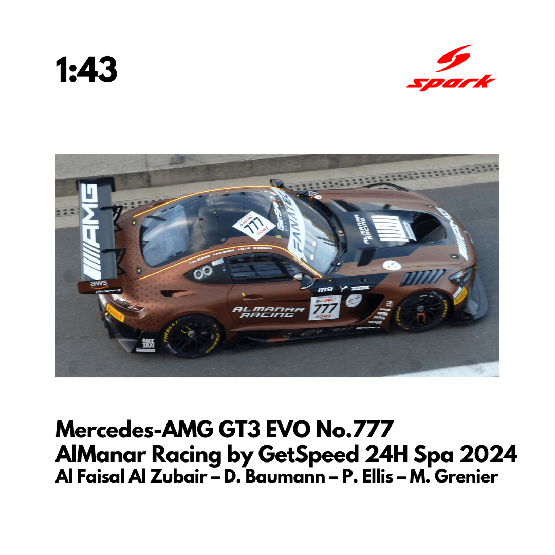 Mercedes-AMG GT3 EVO No.777 AlManar Racing by GetSpeed 24H Spa 2024 - Spark Model Car