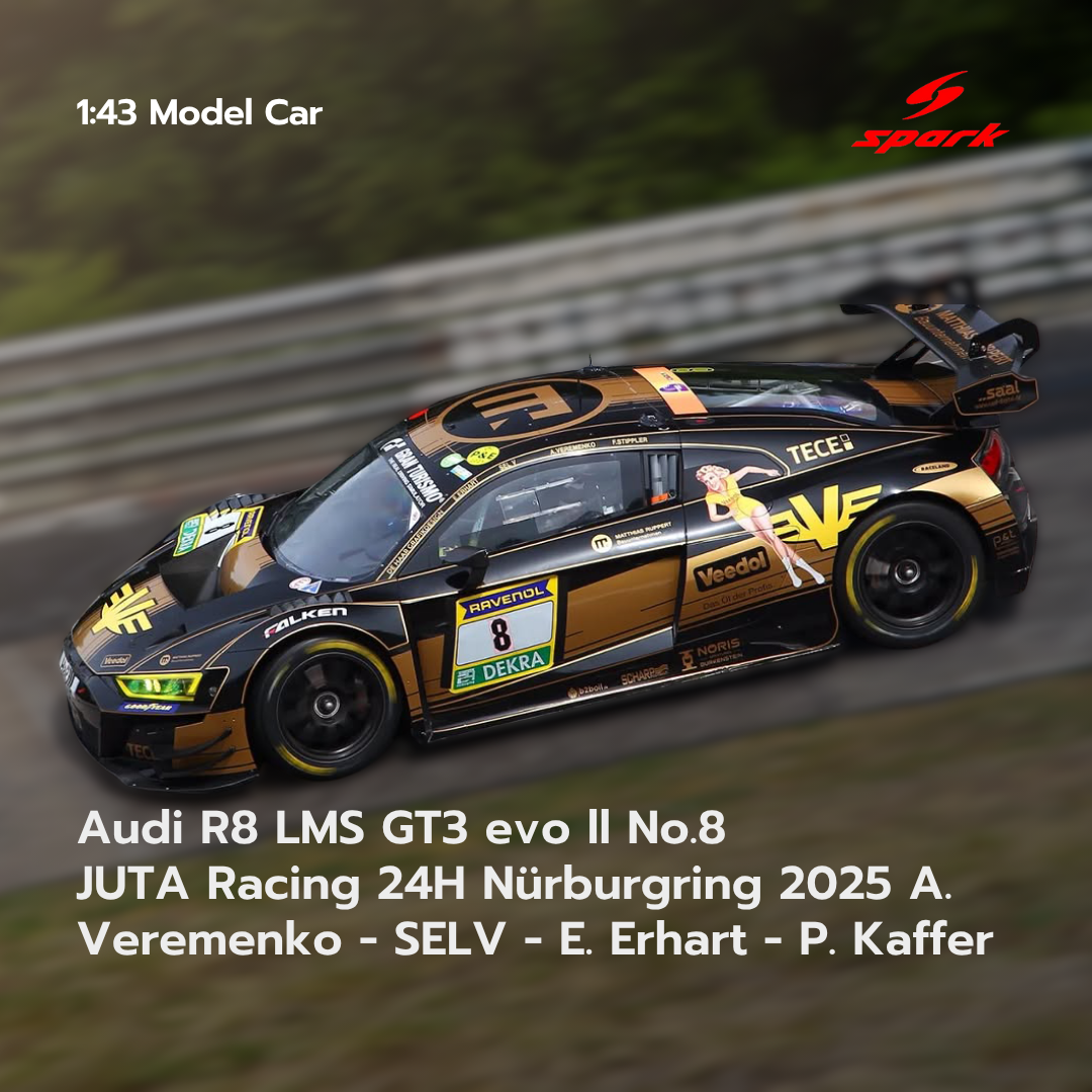 Audi R8 LMS GT3 evo ll No.8 JUTA Racing 24H Nürburgring 2025 - Spark 1:43 Model Car