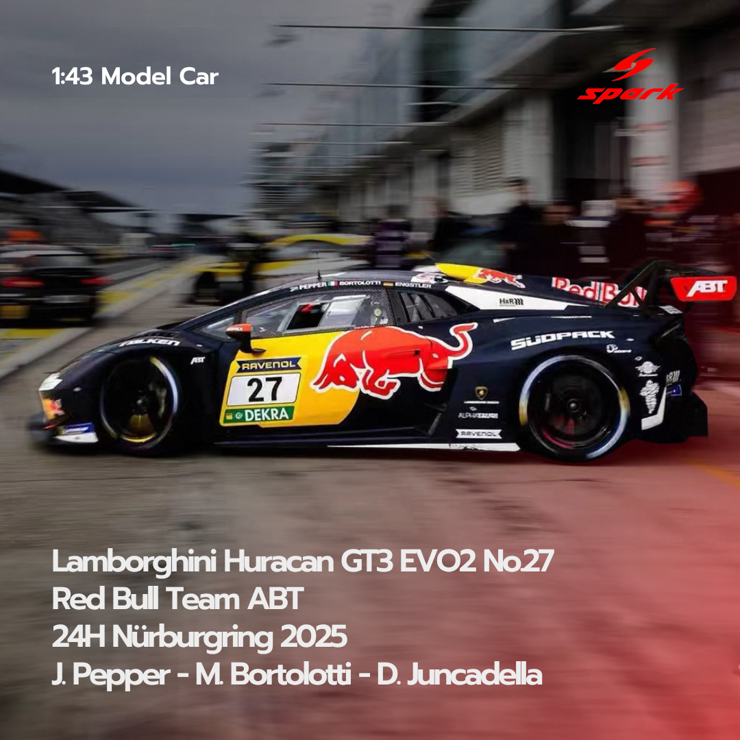 Lamborghini Huracan GT3 EVO2 No.27 Red Bull Team ABT 24H Nürburgring 2025 - Spark 1:43 Model Car