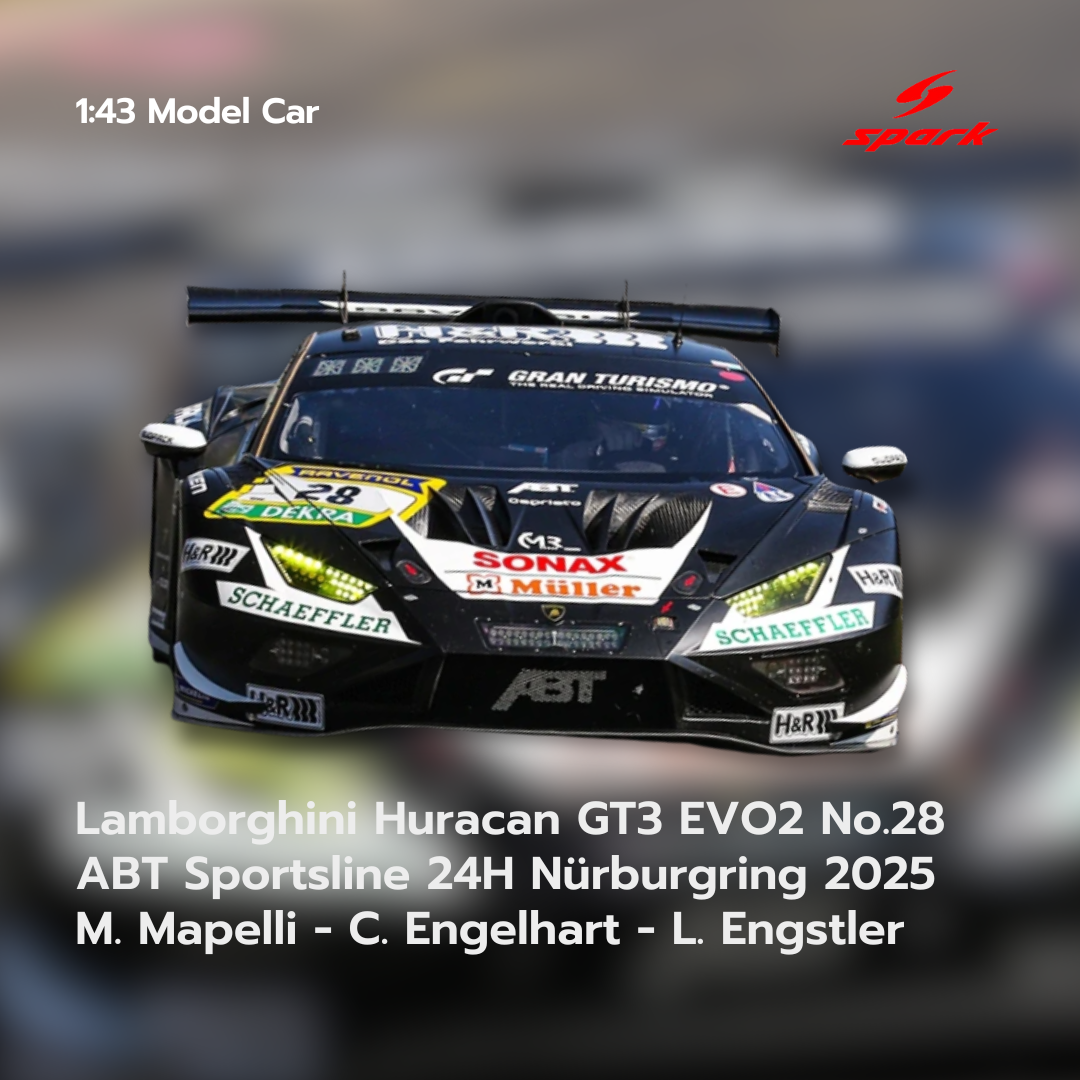 Lamborghini Huracan GT3 EVO2 No.28 ABT Sportsline 24H Nürburgring 2025 - Spark 1:43 Model Car